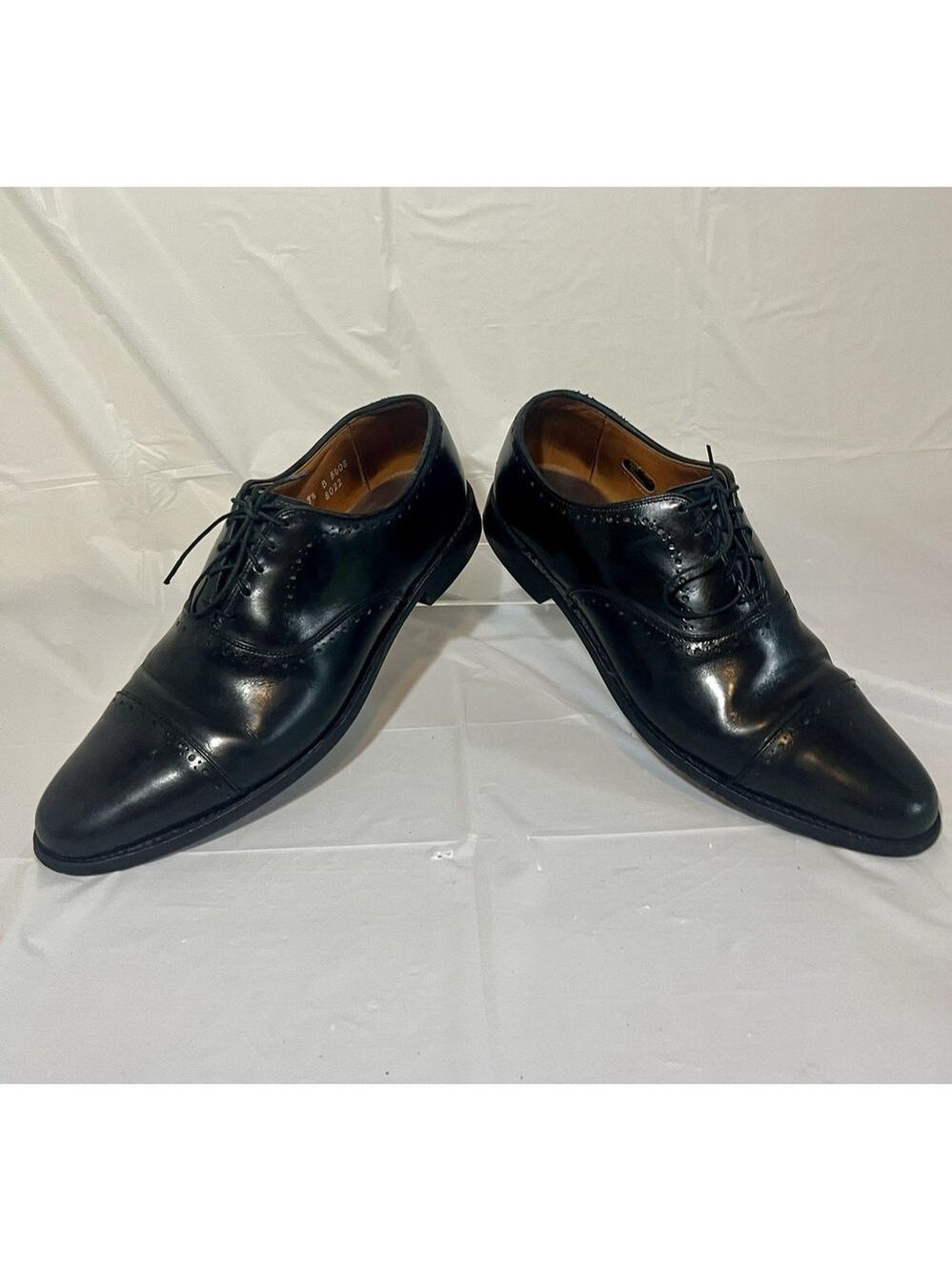 Allen Edmonds 9.5 B Mens Dress Shoes Hale Black Leather Brocade Oxfords ($425) - Picture 6 of 15